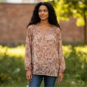 Indigo Soul Floral Print V-neck Top